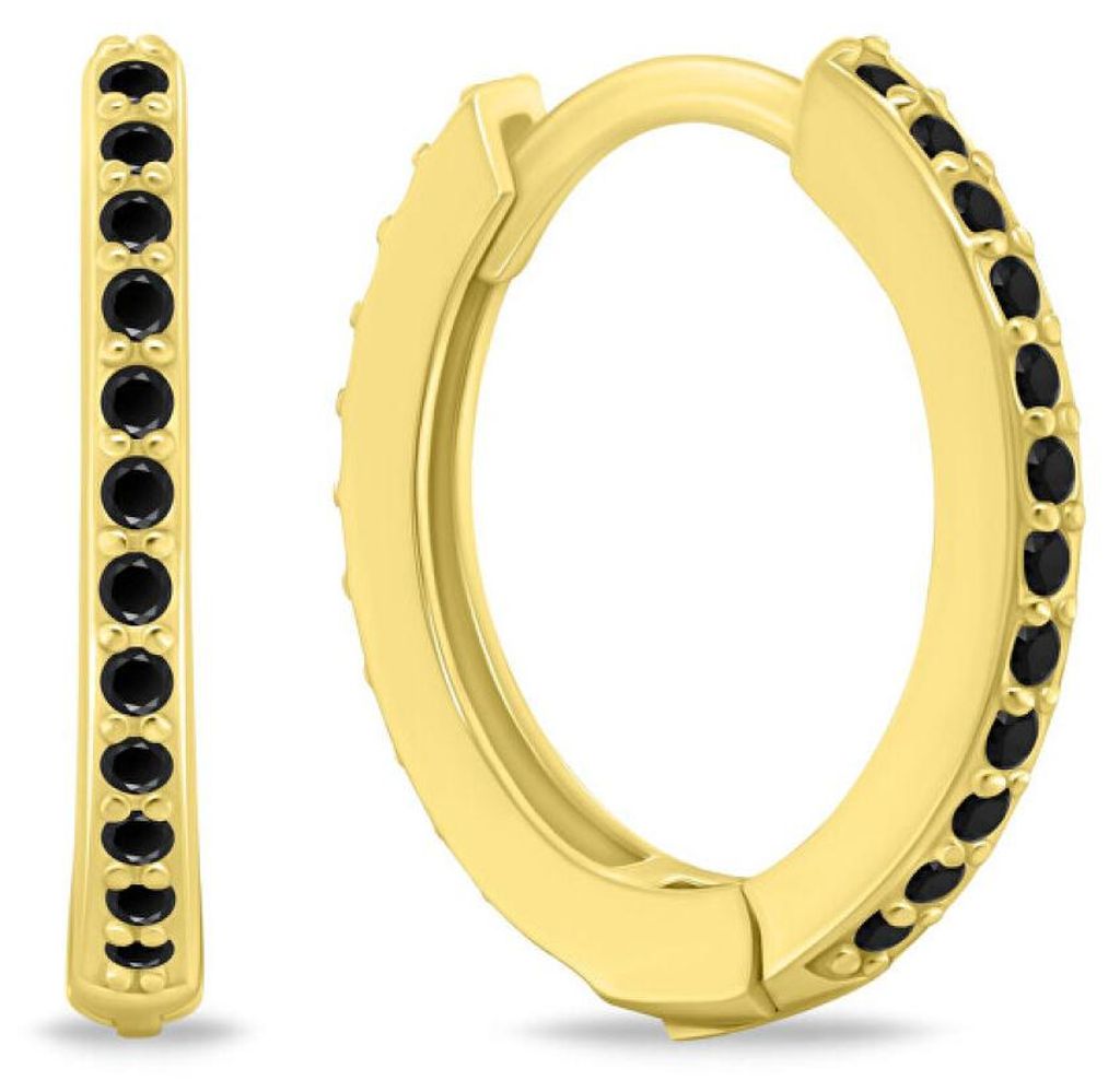 Gold-plated rings with black cubic zirconias EA1280YBC