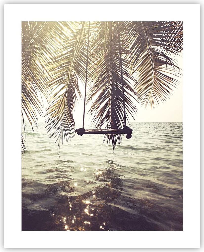 Poster - Poster ohne Rahmen - Meer Palme Wasser - 40x50 cm - Wand Bild - Wanddeko - Wandbilder - Kunstposter - Wandposter - Bilder - Kunstdruck - W...