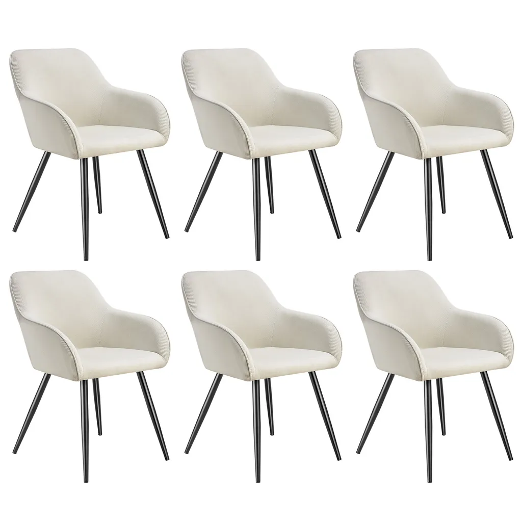 Lot de 6 chaises de salle à manger MARILYN rembourrées velours côtelé