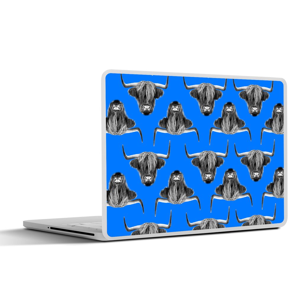 MuchoWow Laptop Aufkleber Sticker Cover Schottischer Highlander - Muster - Blau 40x30 cm - Laptop Dekoration - Selbstklebend