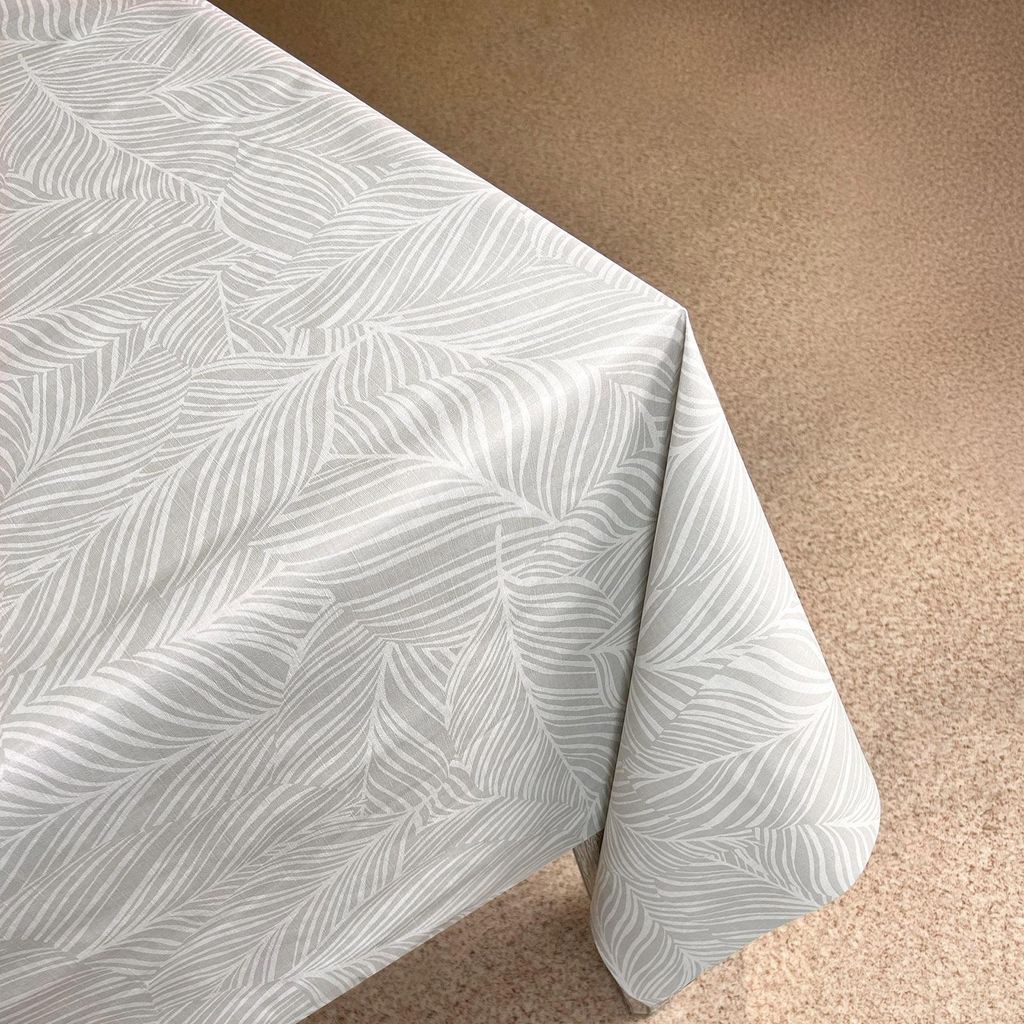 Wachstuchtischdecke 140x70 cm - Graue Blätter - Wachstischdecke mit wasserabweisender und lebensmittelecht PVC-Beschichtung - Outdoor-Tischdecken ...