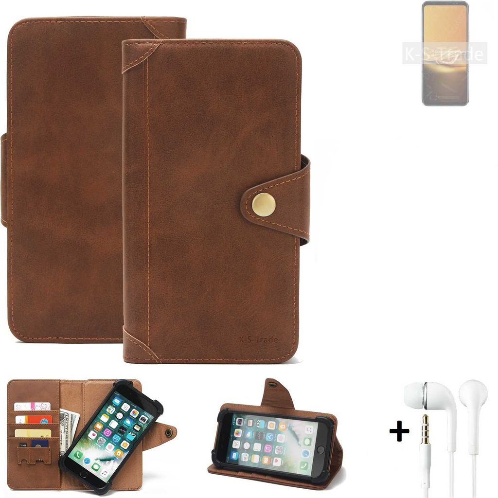 K-S-Trade Handyhülle + Kopfhörer kompatibel mit Asus ROG Phone 6D Schutz Hülle Walletcase Bookstyle Tasche Case Handytasche Wallet Flipcase Cover