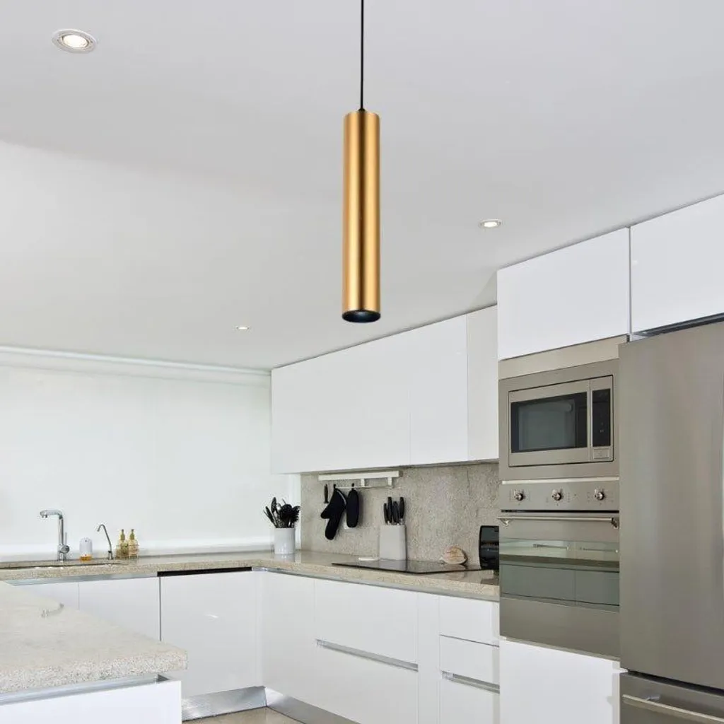 Suspension Dorée GU10 pour Îlot de Cuisine - Luminaire Suspendu Chic 30cm