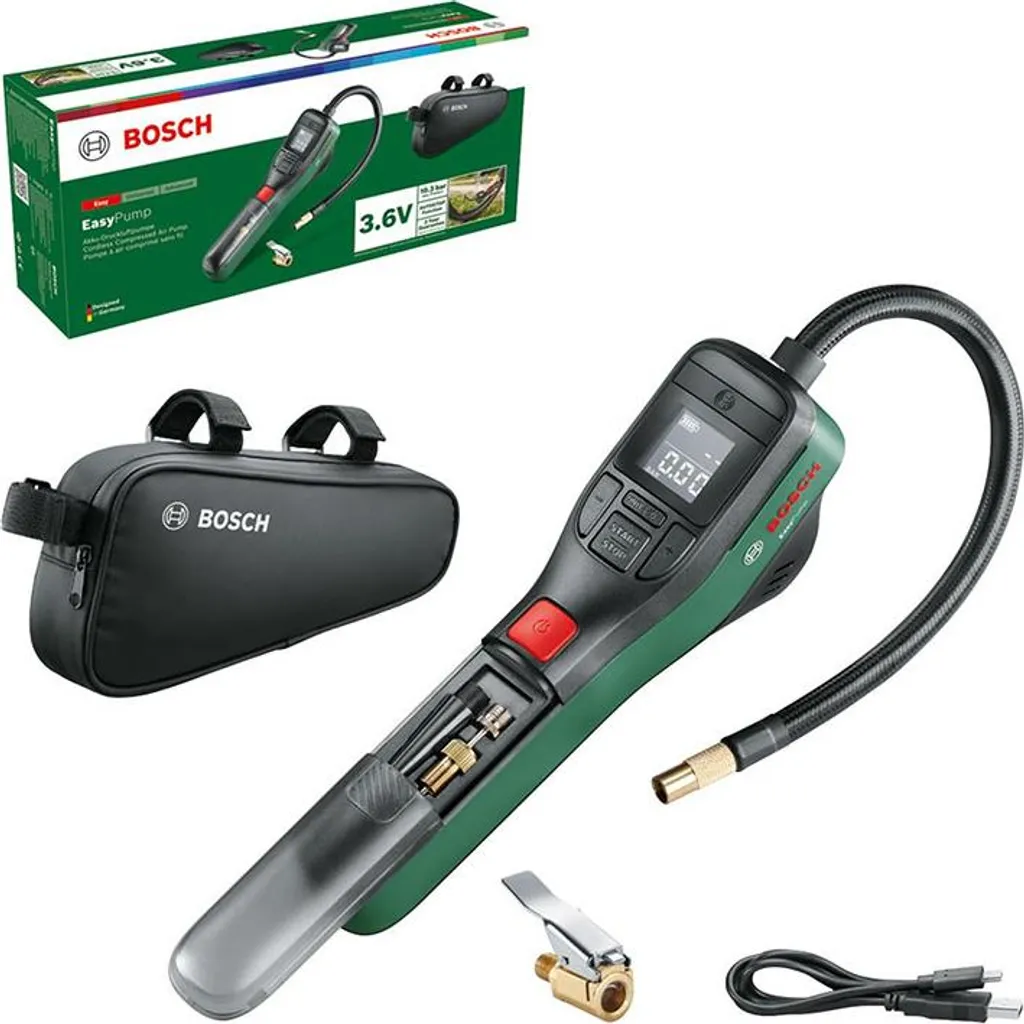 Pompe EasyPump Bosch 3.6V avec écran digital et arrêt automatique précis