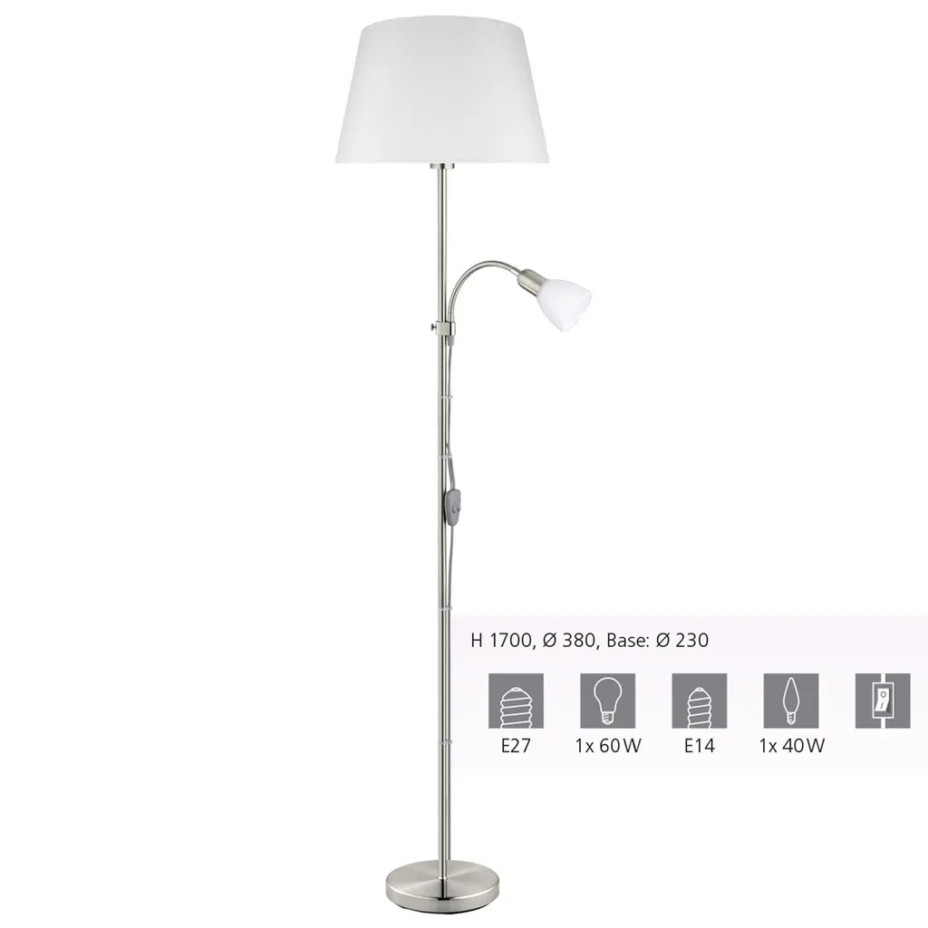 Lampadaire de Salon Blanc Eglo CONESA 95686 avec Double Éclairage