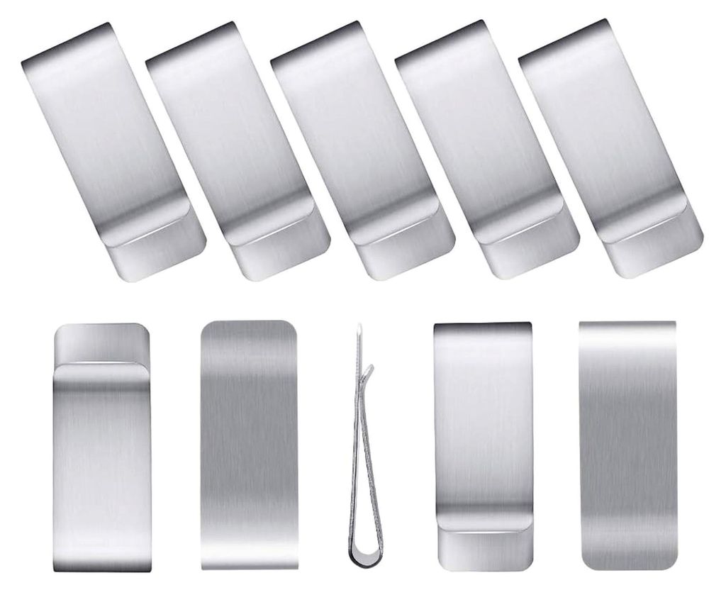 Geldklammer,10Pcs Edelstahl Geldscheinklammer,Silber Geldclip,Money Clip zum Männer und Frauen für Geldscheine Visitenkarte Kreditkarte(Silber)