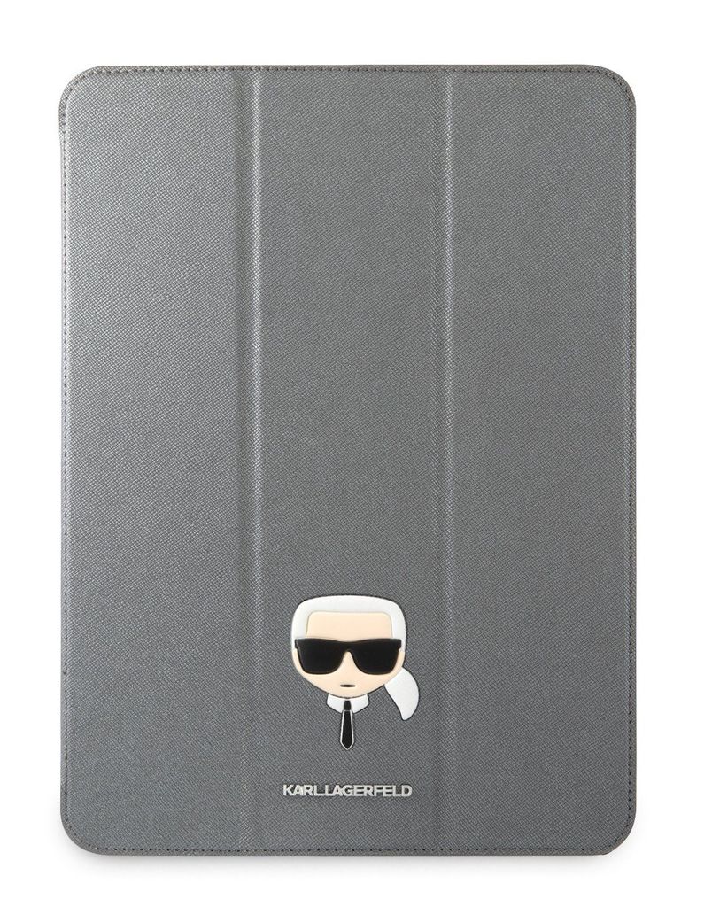 Karl Lagerfeld Choupette Head Saffiano Folio Case fr iPad Pro 12.9 (2021/2022) Silber Handyhlle Schutzhlle