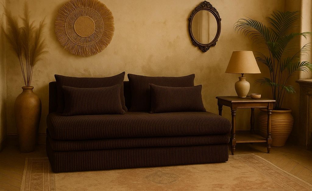 Kaiser Möbel Schlafsofa mit bettkasten NELIA, stoff Poso, Braun