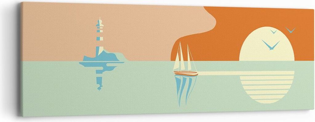 Bild auf Leinwand - Leinwandbild - Einteilig - Sonne Segelschiff Laterne - 90x30cm - Wand Bild - Wanddeko - Wandbilder - Leinwanddruck - Bilder - W...