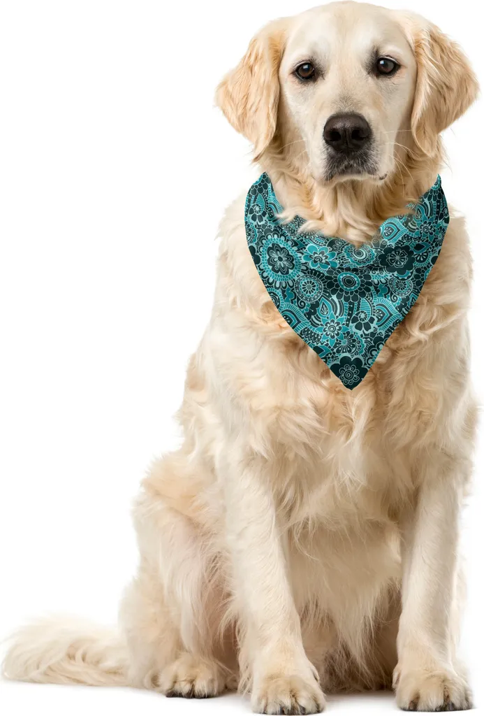 Bandana Amore per Animali ABAKUHAUS 55cm | Verde Mare Floreale