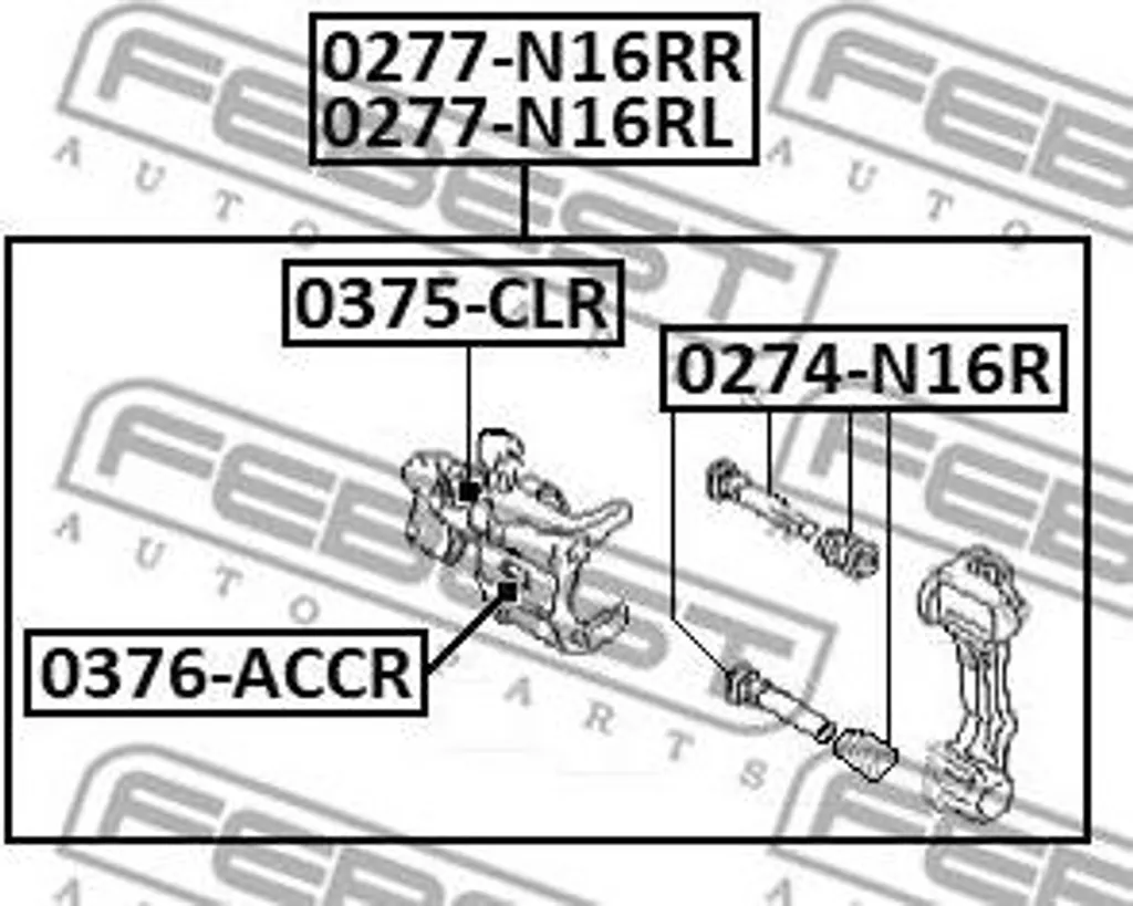 FEBEST 0277-N16RL Étrier de Frein Arrière Gauche OE 44011BM400 Almera
