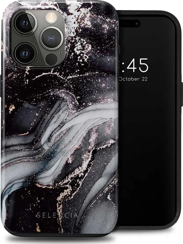 Custodia Selencia Vivid iPhone 15 Pro Max - Marmo Nero Anti-Urto