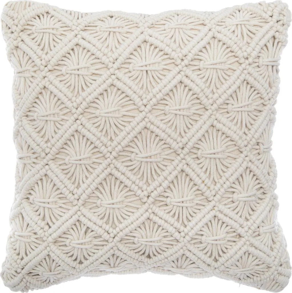 Coussin décoratif été en macramé 40x40 pour salon et jardin d'hiver