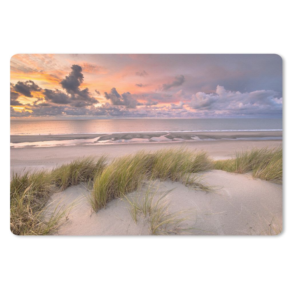 MuchoWow Schreibtischunterlage Sonnenuntergang - Düne - Strand - Pflanzen - Meer 60x40 cm - XXL Mauspad - Großes Mauspad