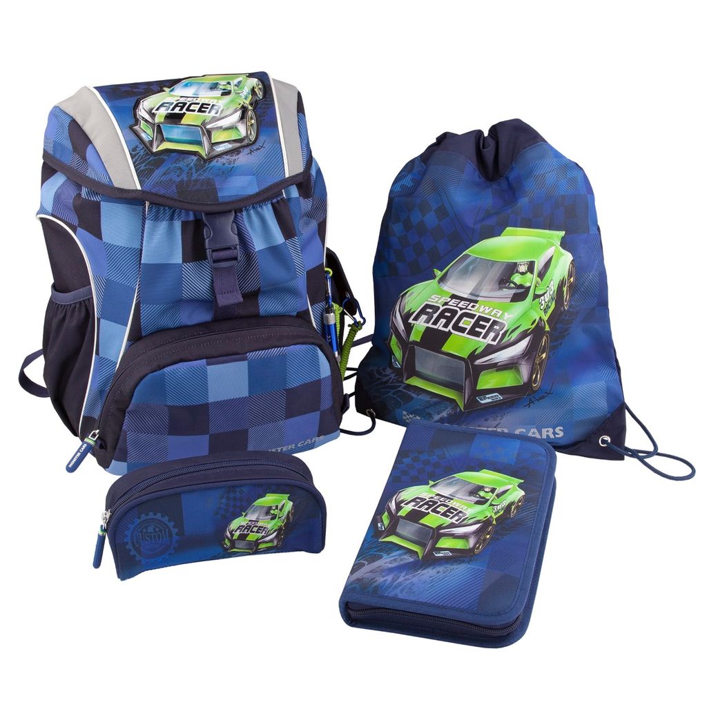 Schulrucksack 4-teiliges Set Monster Cars Produktbild 