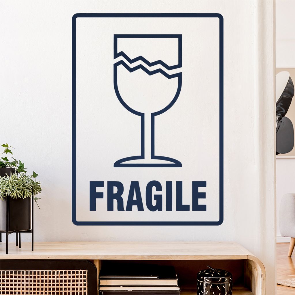 Zerbrechlich - FRAGILE Wandtattoo Wandaufkleber Wall Sticker - Dekoration, Küche, Wohnzimmer, Schlafzimmer, Badezimmer