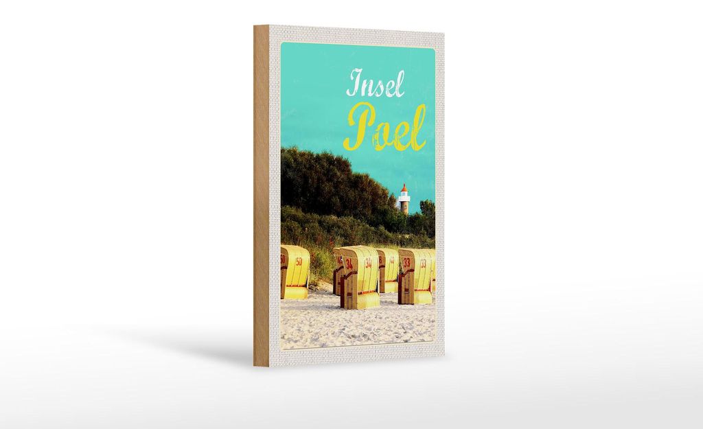 Holzschild Reise 12x18 cm Insel Poel Strand Meer