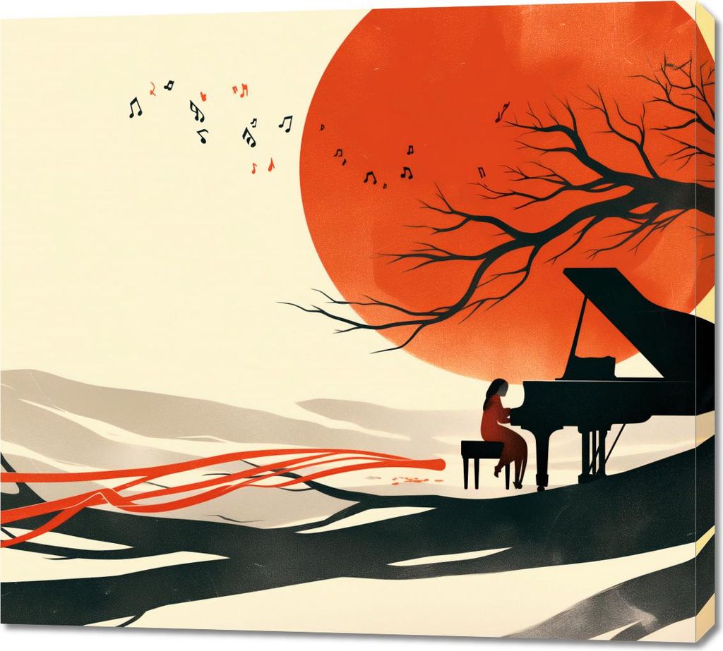 Bild 100x90cm Pianistin