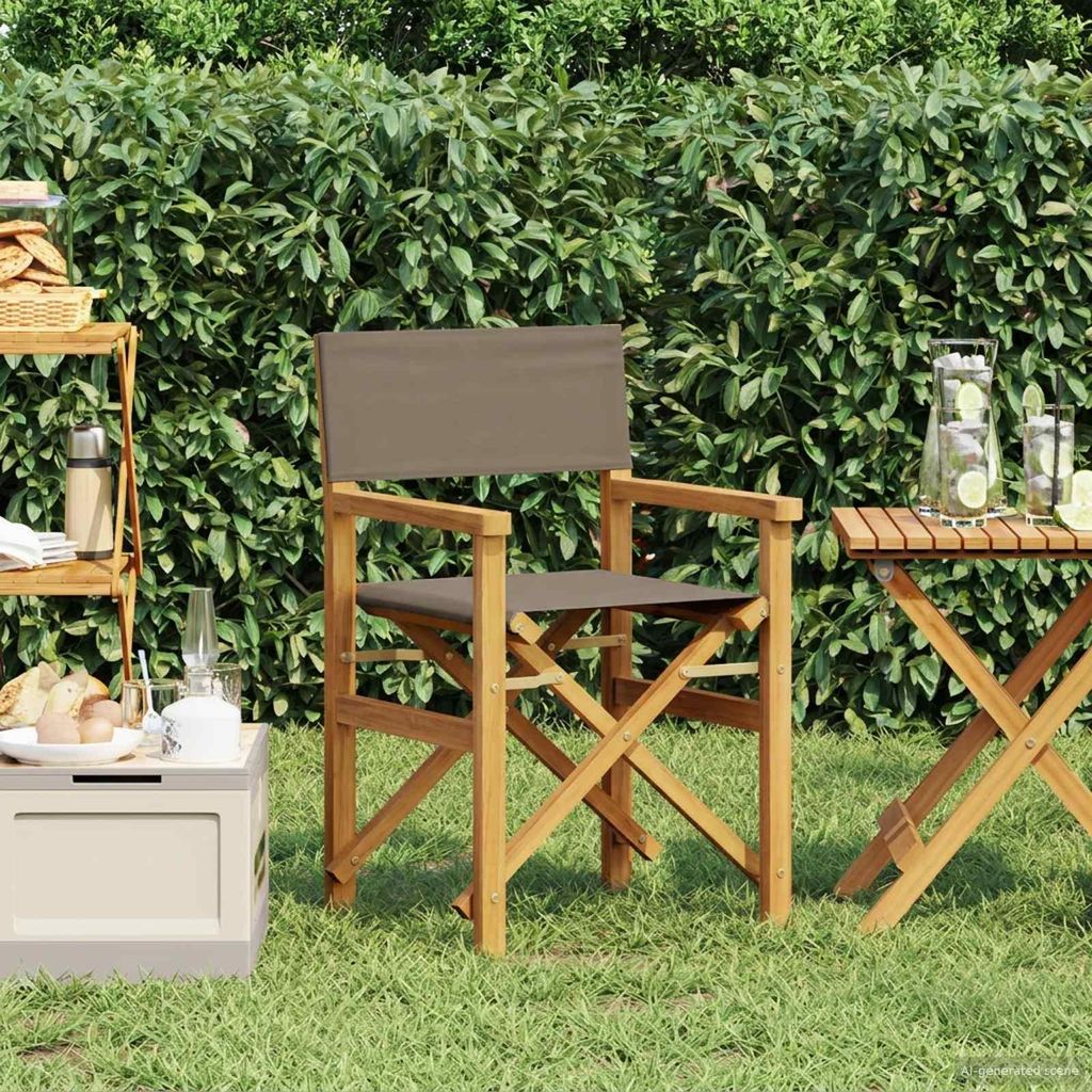 Möbel Esszimmerstuhl Braun und Taupe 56 x 54 x 87 cm Massivholz TeakGartenstühle - Gartenstühle c7177