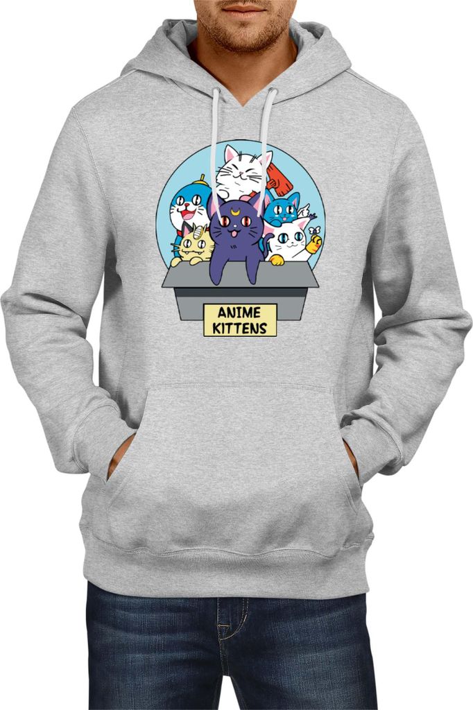 Herren Kapuzenpullover Japan Manga Anime Comics Animation Sailor Anime Manga Moon 13, Man 2XL / Grau