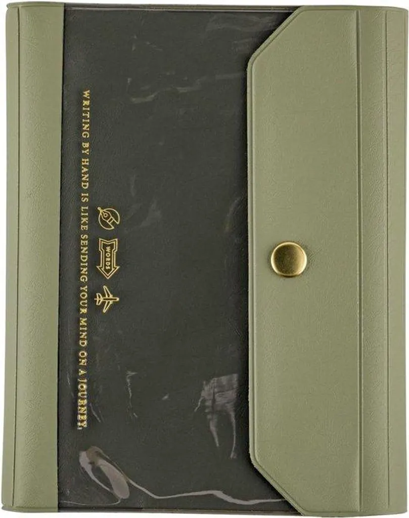 Couverture d'agenda A6 coton vert olive - Protège-cahier artisanal