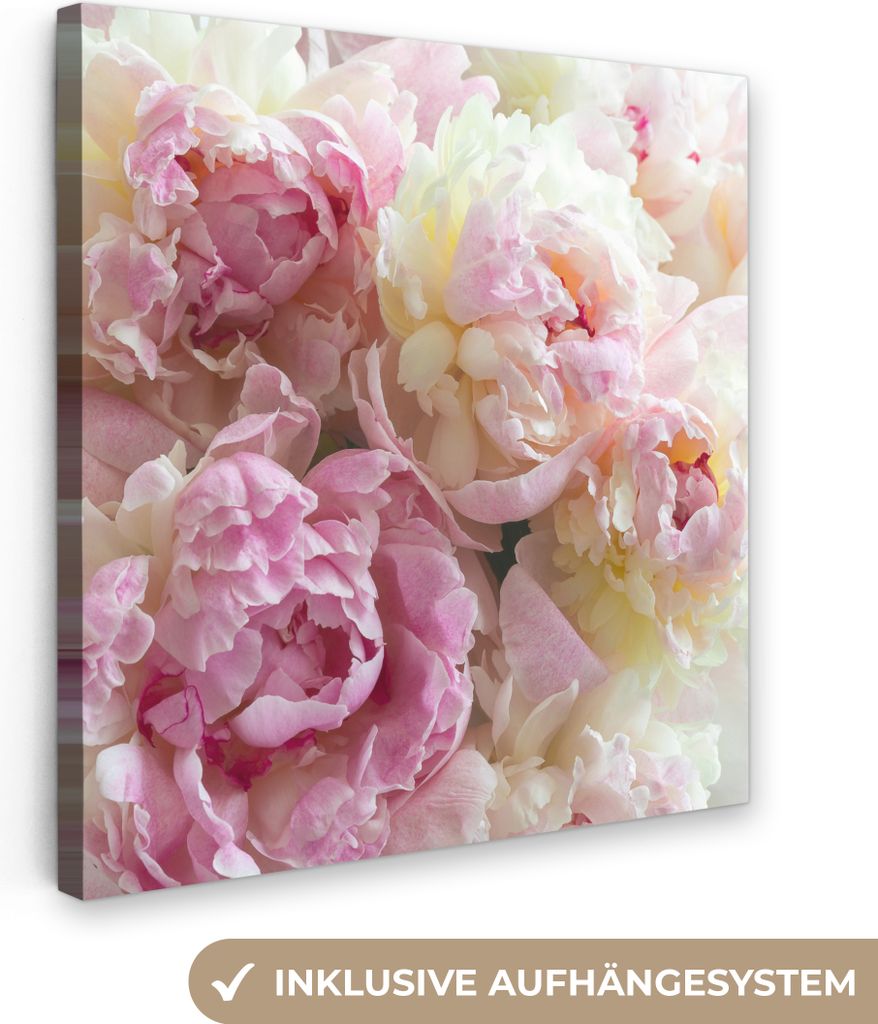MuchoWow - Leinwandbilder - Vintage - Blumen - Rosen - Natur, Wandbild, Wanddeko Bilder Wohnzimmer, 50x50 cm