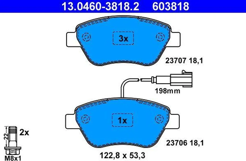 Plaquettes ATE 425407 : Freinage silencieux pour Fiat Idea et Bipper Tepee