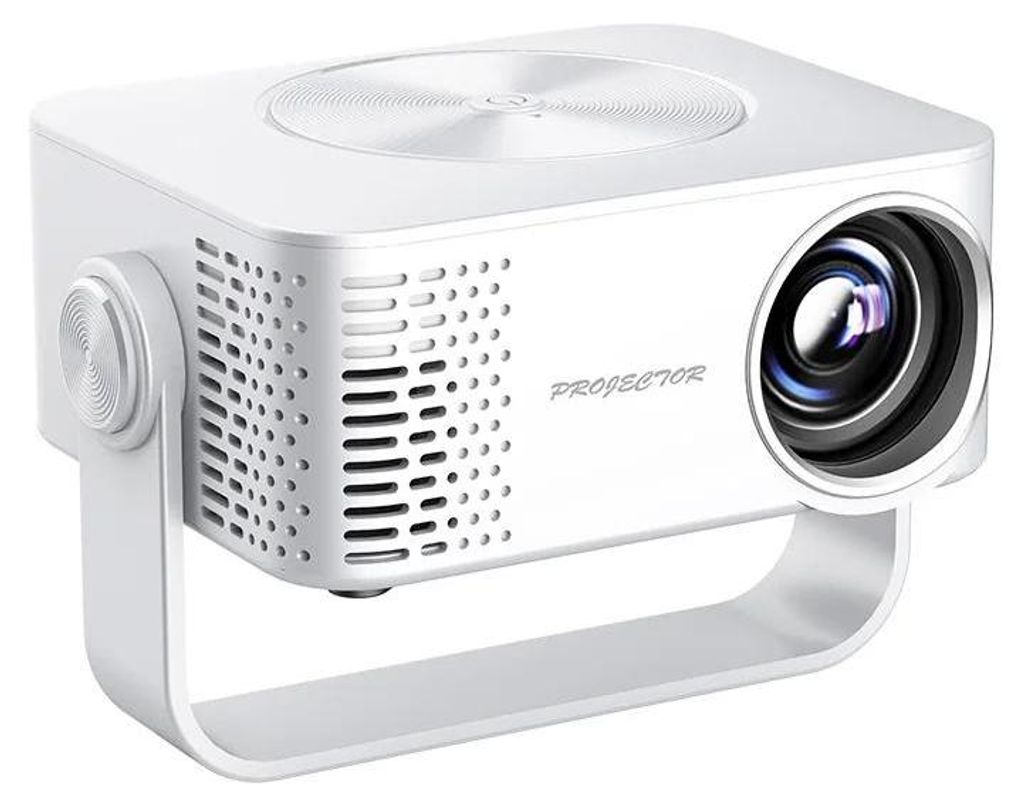 Mini Beamer - T4 LED Projektor - 1080p Full HD - WLAN, HDMI & USB - Für Smartphone & Laptop - Heimkino tragbar - EU‐Stecker - Weiß