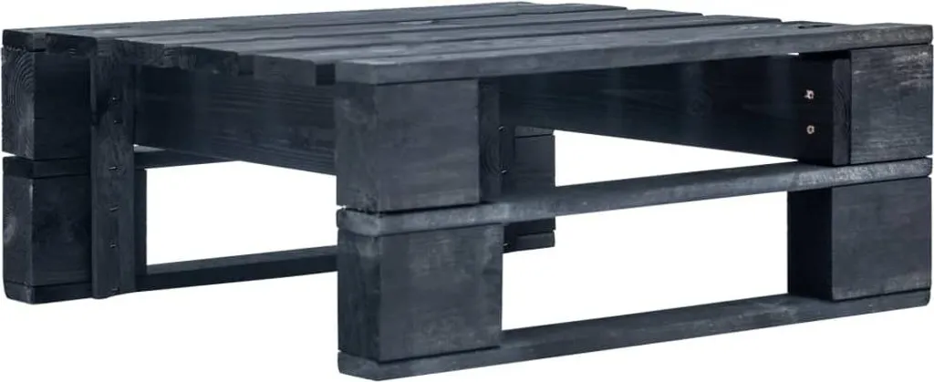 Sgabello Pallet Nero da Giardino in Legno Massello Pino