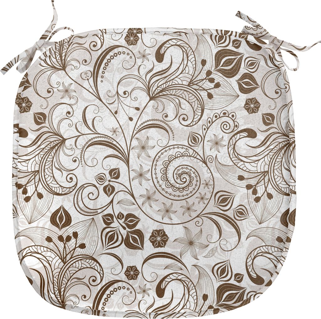ABAKUHAUS Schokolade Polster für Esszimmerstühle, Klassische Blumenmotive, Dekoratives wasserfestes Kissen mit Riemen für Küchensitze, 40 cm x ...