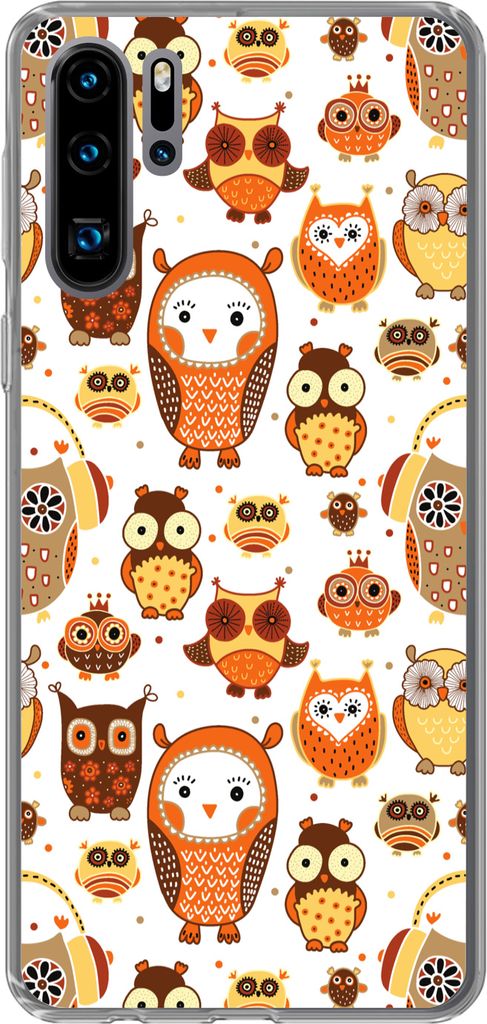 MuchoWow Handyhülle Schutzhülle Hülle für Telefoonhoesje Huawei P30 Pro Mädchen - Eule - Orange - Muster - Mädchen - Kind - Kinder Silikon ...