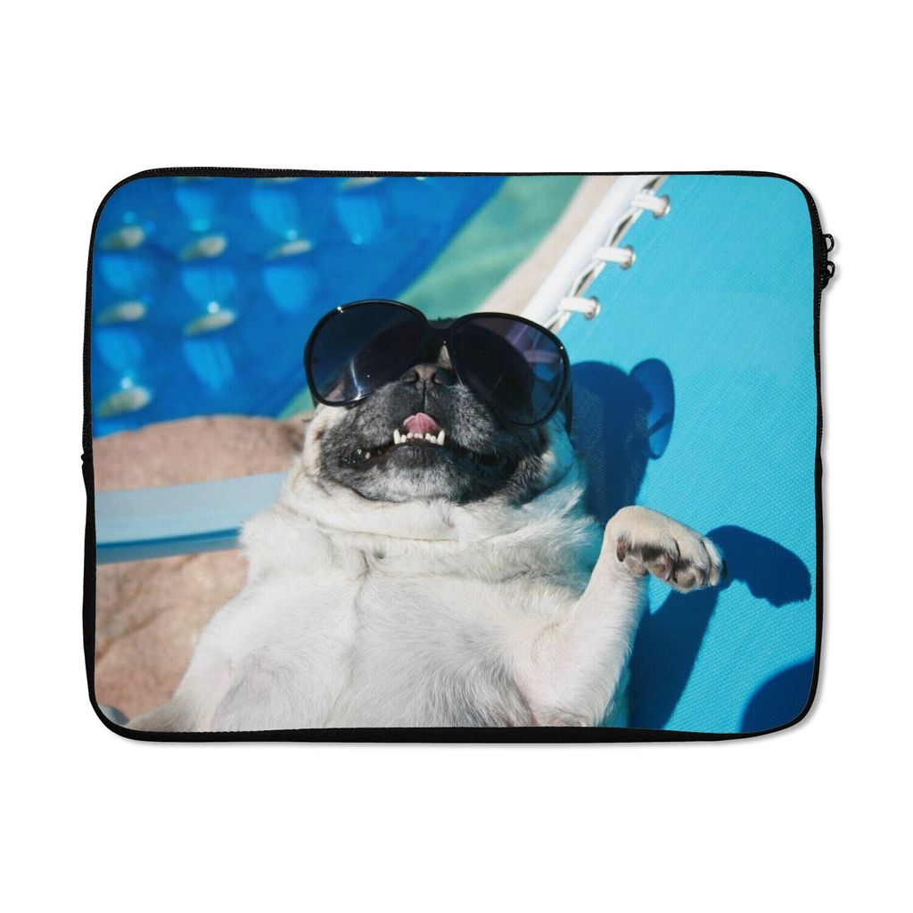 MuchoWow Laptop Hülle 17 Zoll Laptoptasche Hund - Lustig - Sonnenbrille - Kinder - Jungen - Mädchen - Kind - Zipper - Schutzabdeckung