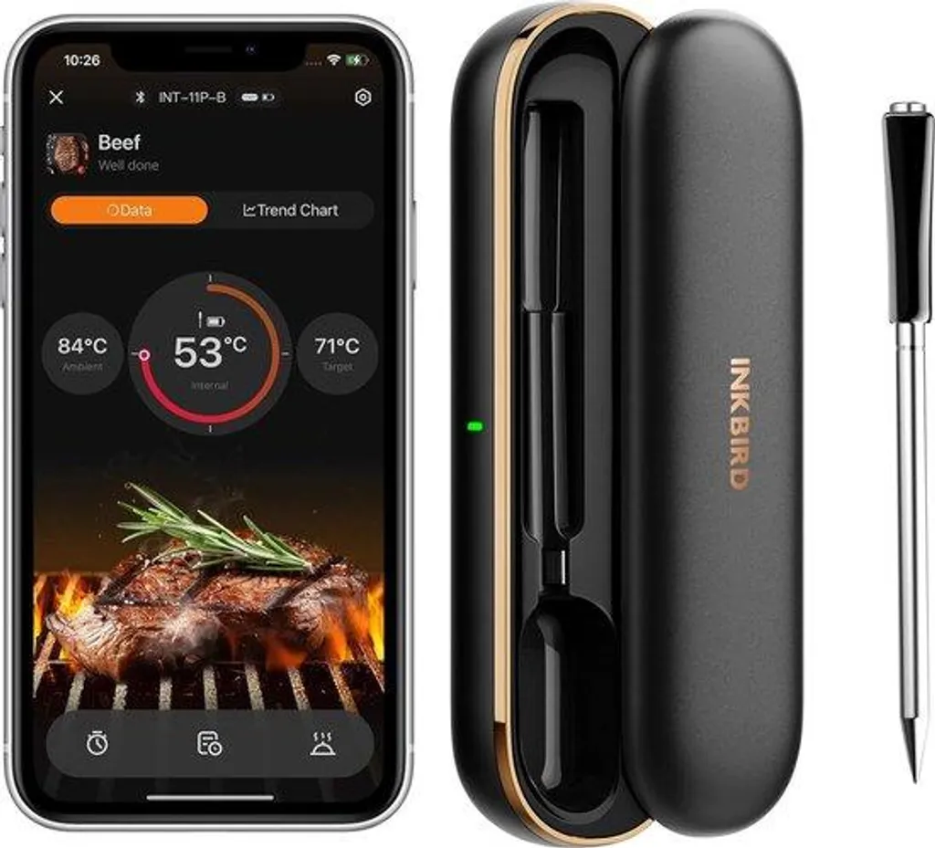 Thermomètre à viande sans fil Bluetooth INT-11P-B pour cuisson parfaite