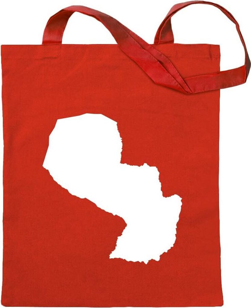 Kiwistar - Baumwolltasche - rot - Paraguay Umriss Kontur - Tragetasche Stoffbeutel Umhängetasche langer Henkel