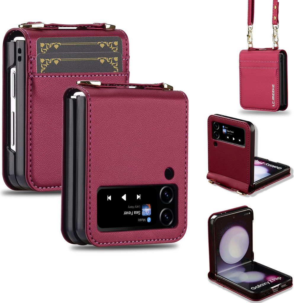 Handyhülle für Samsung Galaxy Z Flip3 5G, Leder Crossbody Produktbild 
