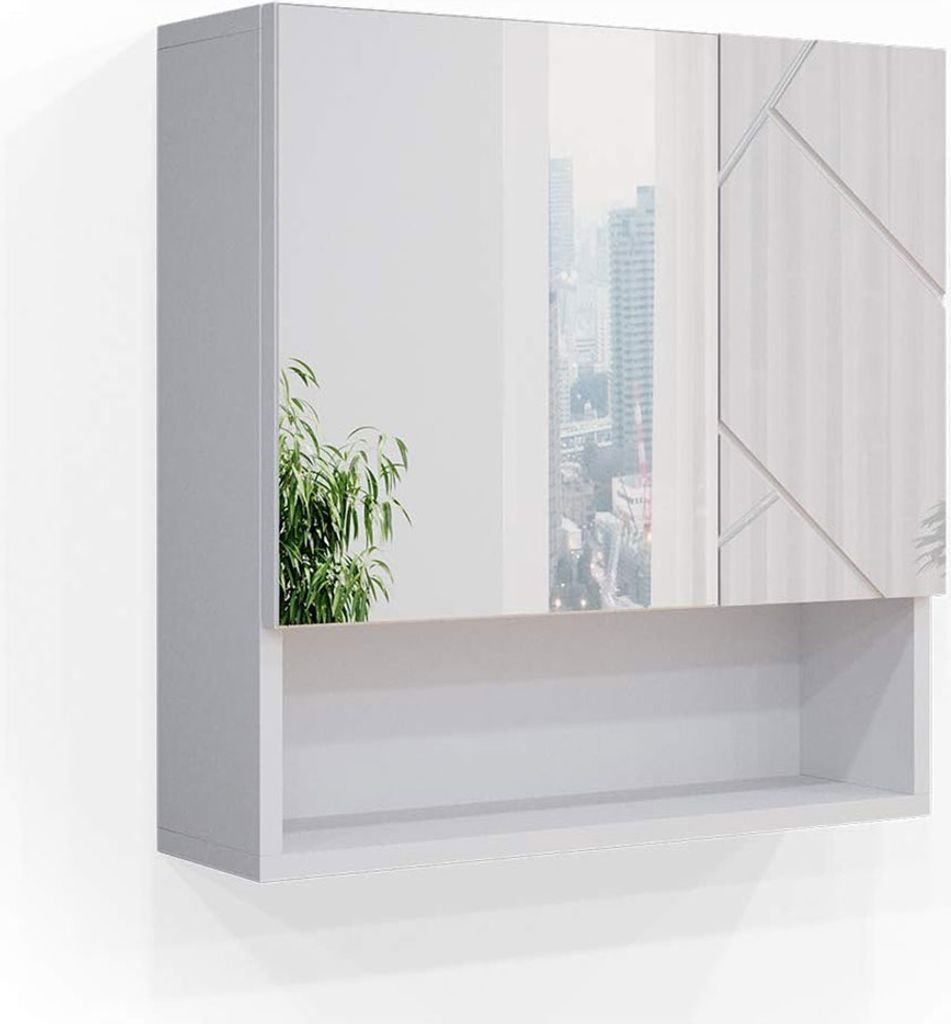 Badspiegelschrank Vicco Irma Weiß Hochglanz 54 x 55 cm, Produktbild 