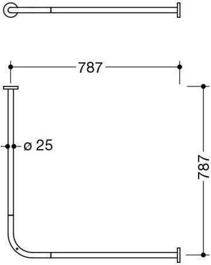 HEWI 900.34.10060 SC VH-Stange, d:25, A1/A2=787,