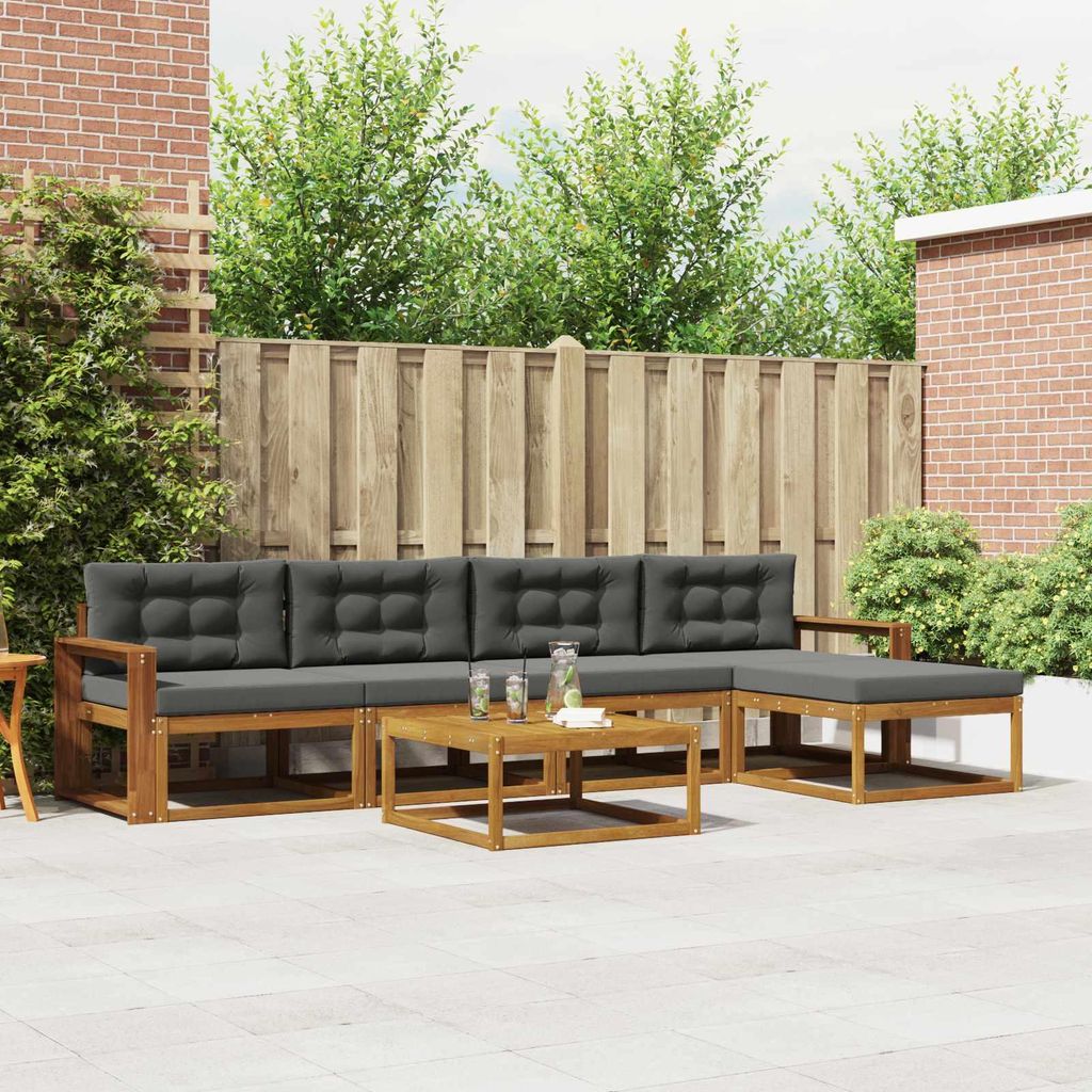 Outdoor-Sofagarnitur - VIDAXL - Terrassen-Sofa - mit Kissen - 6 pcs - Natur und Anthrazit
