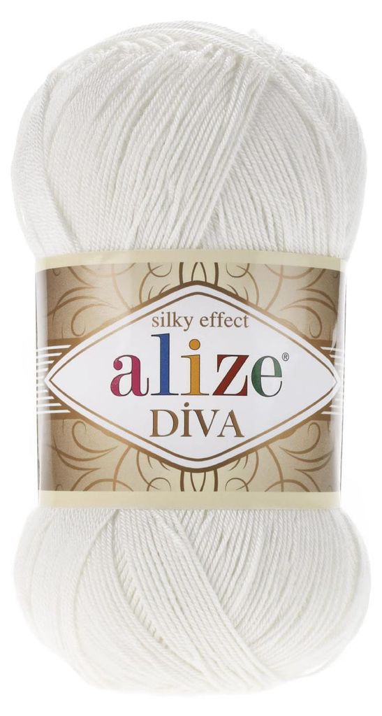 Alize Diva 450 Perlweiß Glanzgarn 100g/350m Mikrofaser Produktbild 