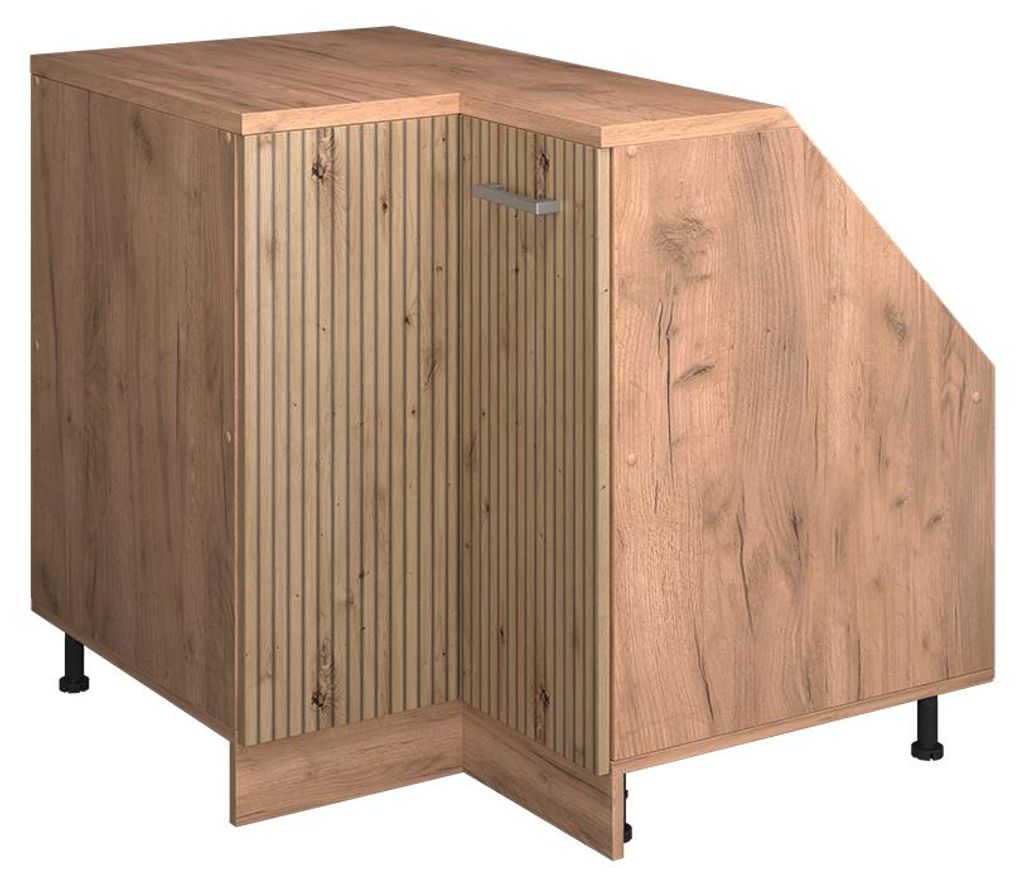 Eck-Küchenschrank für Dachschrägen Vicco R-Line Artisan-Eiche 75.6 cm mit 1 Tür, Schrankkorpus 60 cm Tiefe, Model 60166