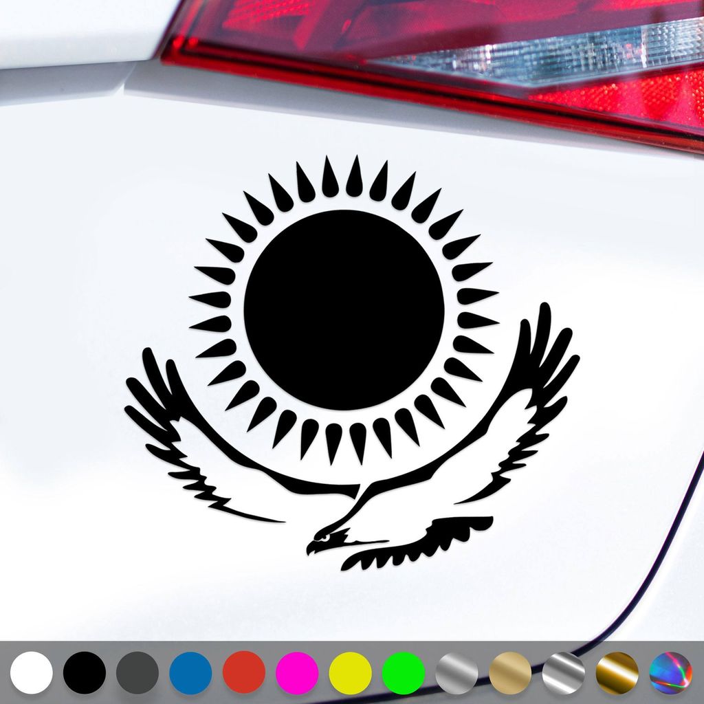 PantherPixel Kasachstan Aufkleber Wappen Fahne Adler Kasachisch Sticker Auto Geschenkidee Farbe Schwarz