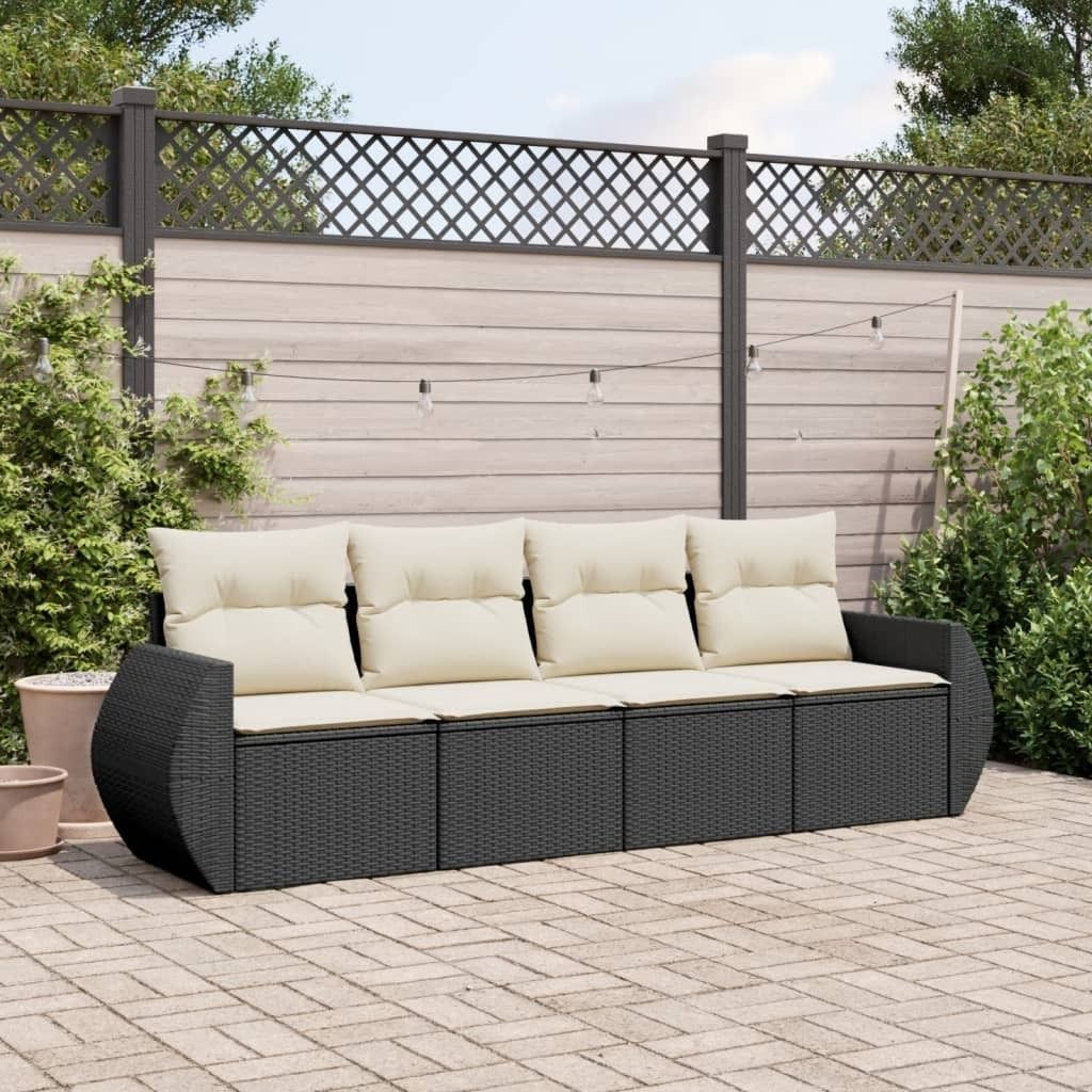 Maison Exclusive - 4-tlg. Garten-Sofagarnitur mit Kissen Schwarz Poly Rattan