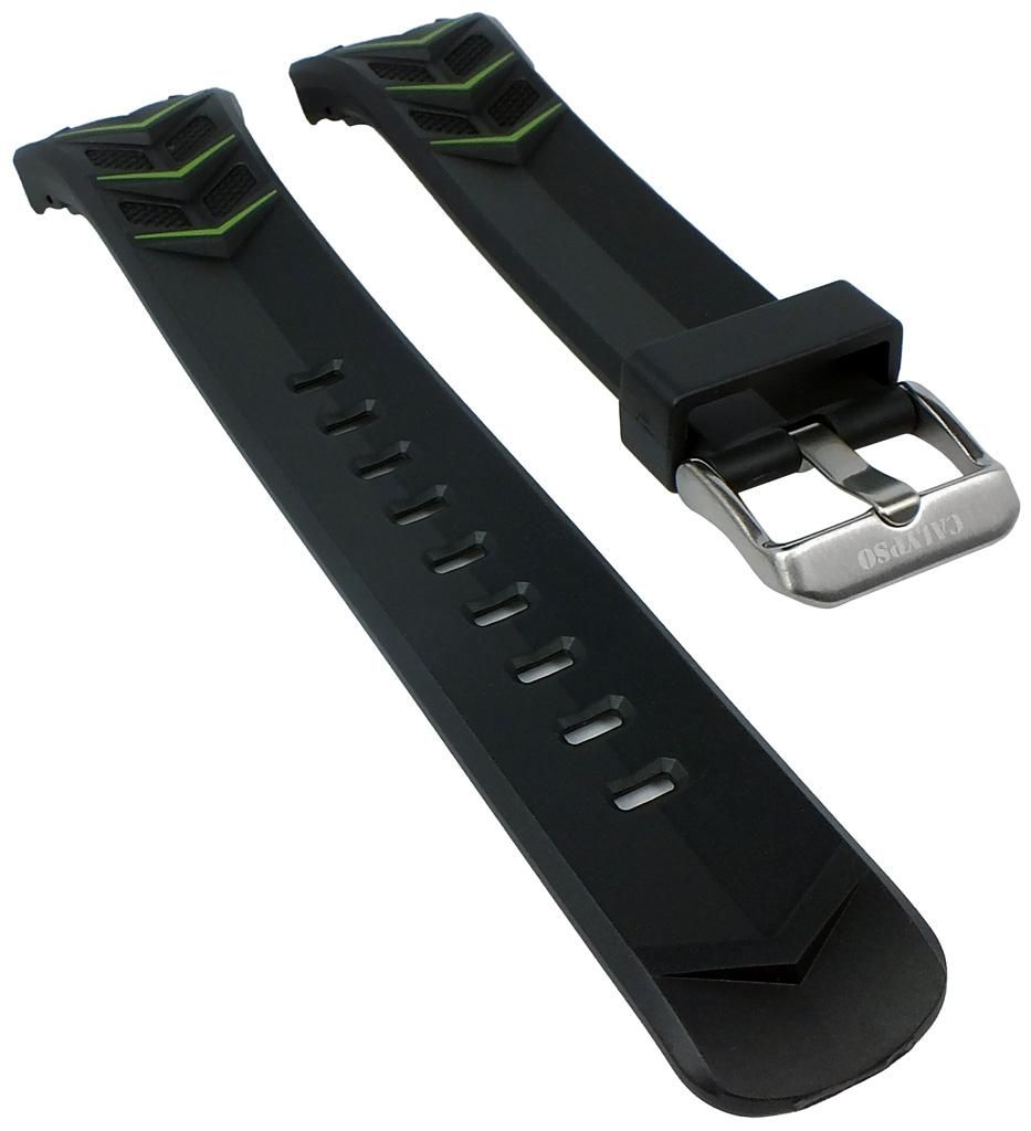 Calypso Uhrenarmband | Kunststoff glatt schwarz/grün für Produktbild 