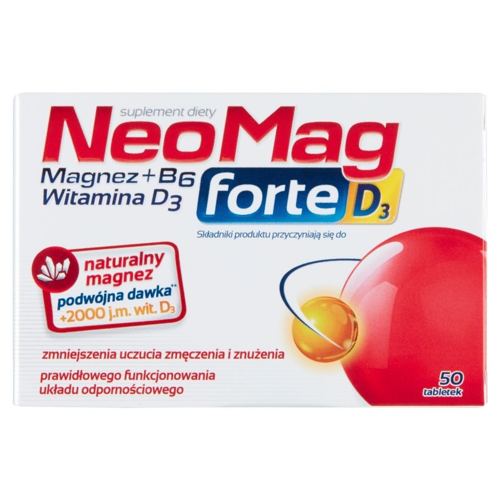 Neomag Forte MAGNEZ Magnesium + Vitamin B6 and Vitamin D3 50 Tablets - Free Shipping
