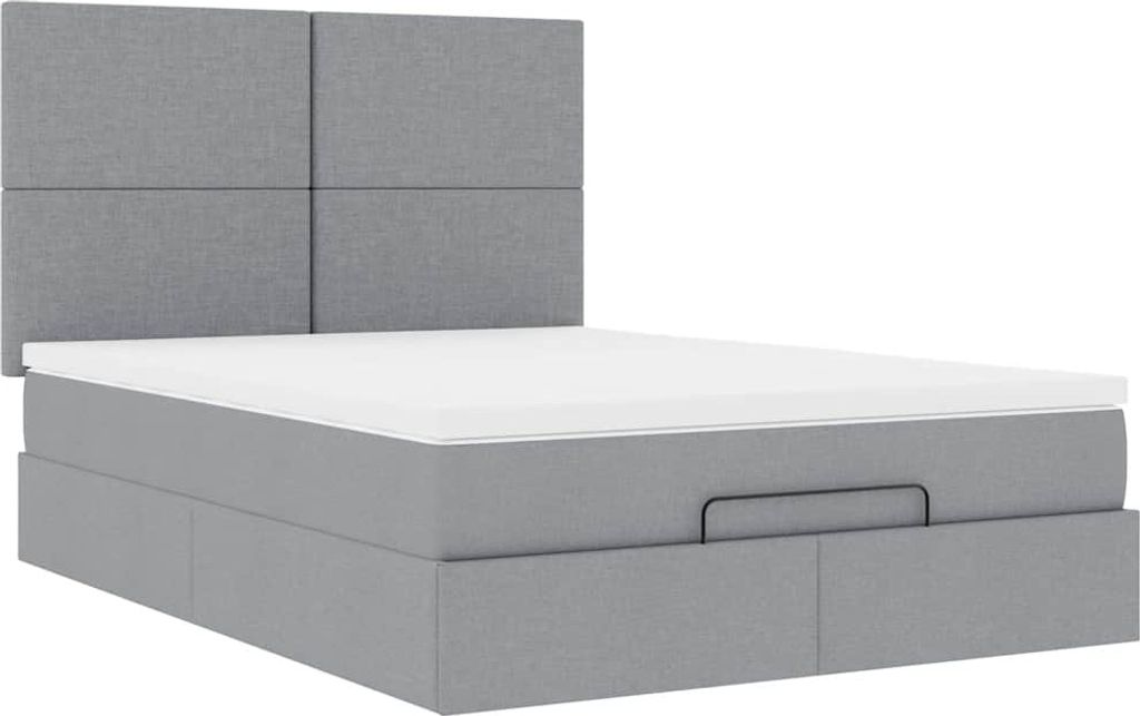 Ottoman-Bett mit Matratze Hellgrau 140x200 cm Stoff