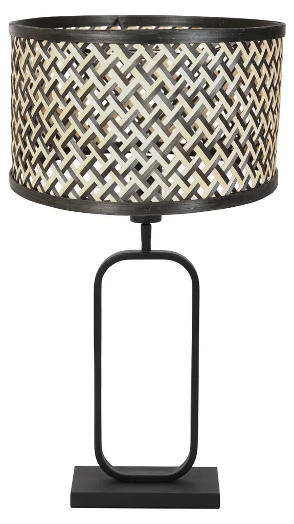 Lampe à Poser Orientable Noire et Bambou - Style Naturel Chic - E27