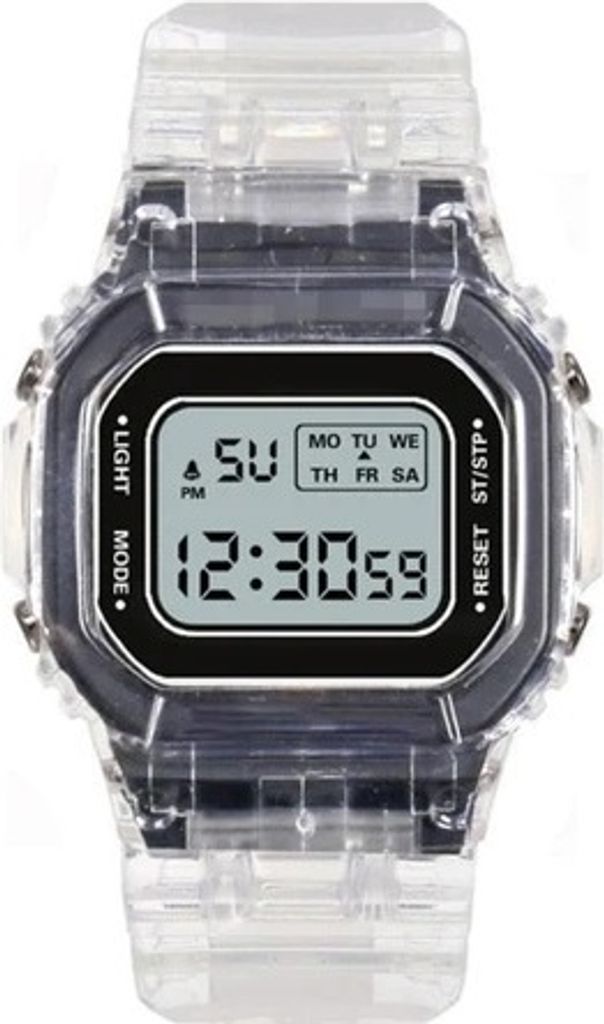 Stylische transparente Silikon Digitaluhr in Schwarz für Uni KP21628