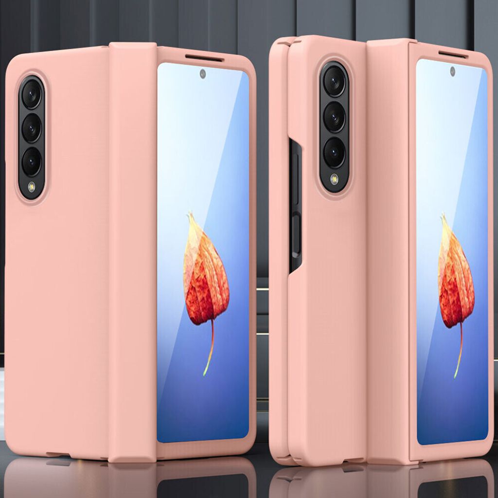 Galaxy Z Fold4 5G Hülle, Scharnierschutz Hartes PC Anti-Kratzer Schutzhülle mit Displayschutzfolie für Samsung Galaxy Z Fold 4 5G Pink