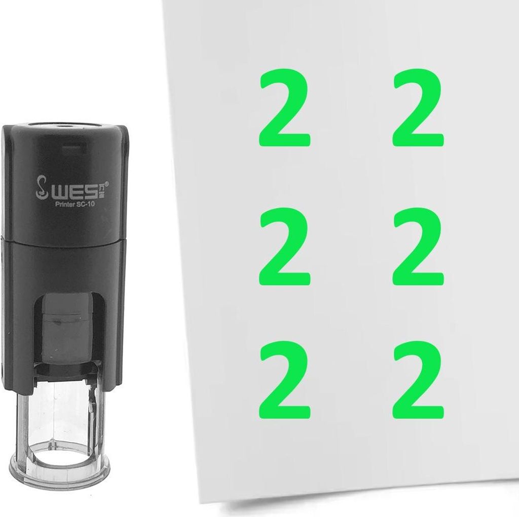 CombiCraft Selbstfärbender Stempel 'Zahl 2' in der Farbe Grün, Ø10mm