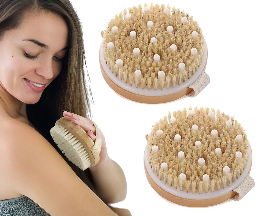 Brosse corps anti peau morte et cellulite poils naturels drainage x2